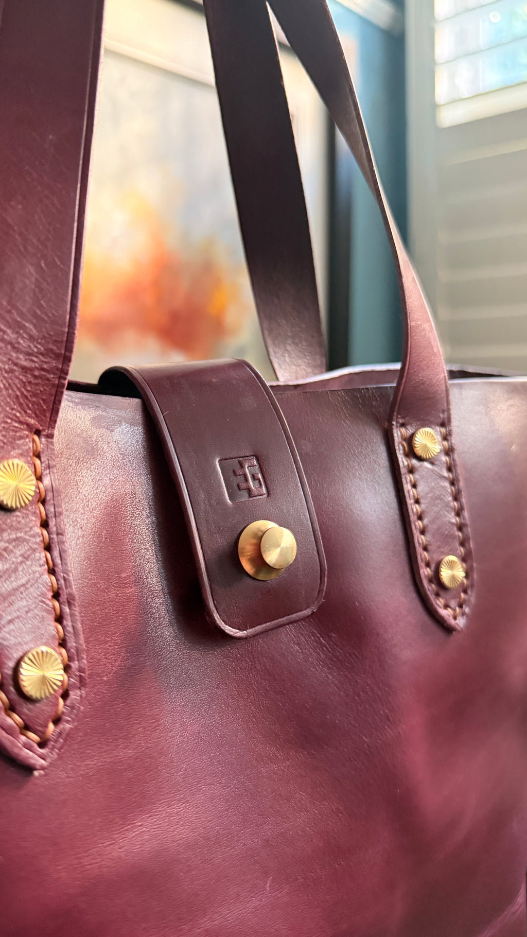 Oxblood Leather Shopper Bag