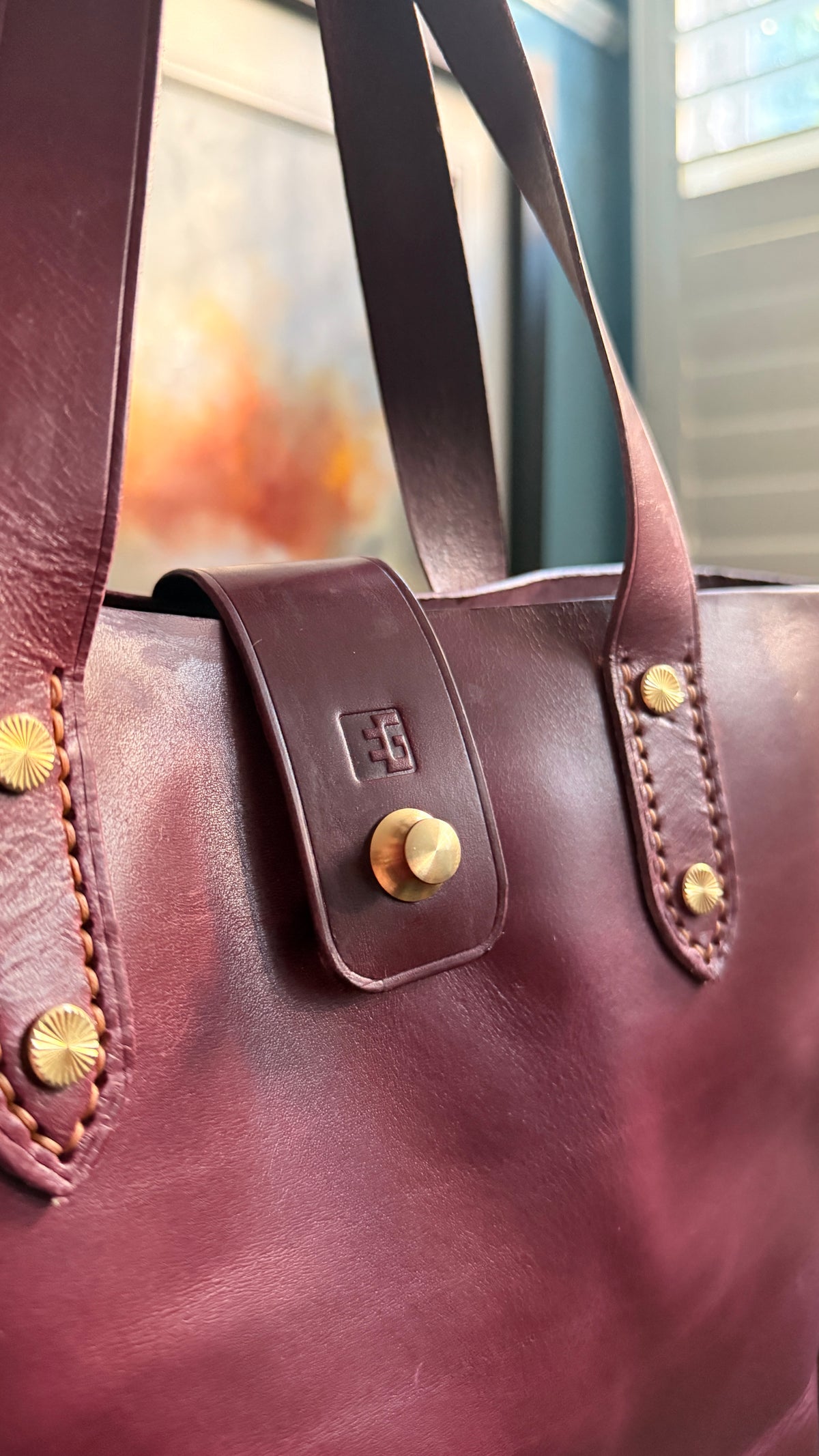 Oxblood Leather Shopper Bag