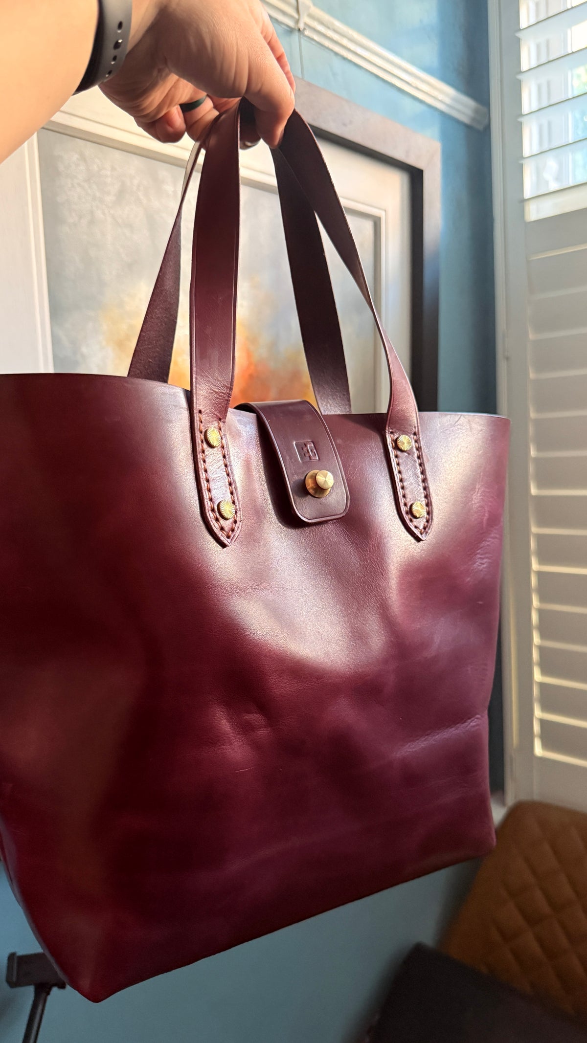 Oxblood Leather Shopper Bag